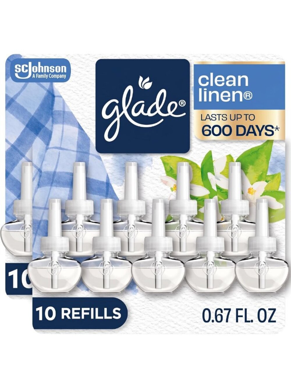 Scented Air Freshener PlugIns Refills for Home & Bathroom, Clean Linen, 10 Count